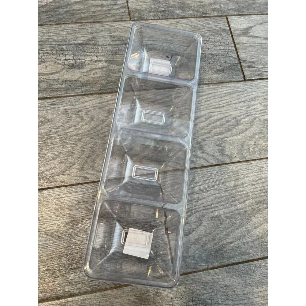 NWT Set of 2 Creative Converting 4 compartment Serving Trays Clear Tray‎ Storage